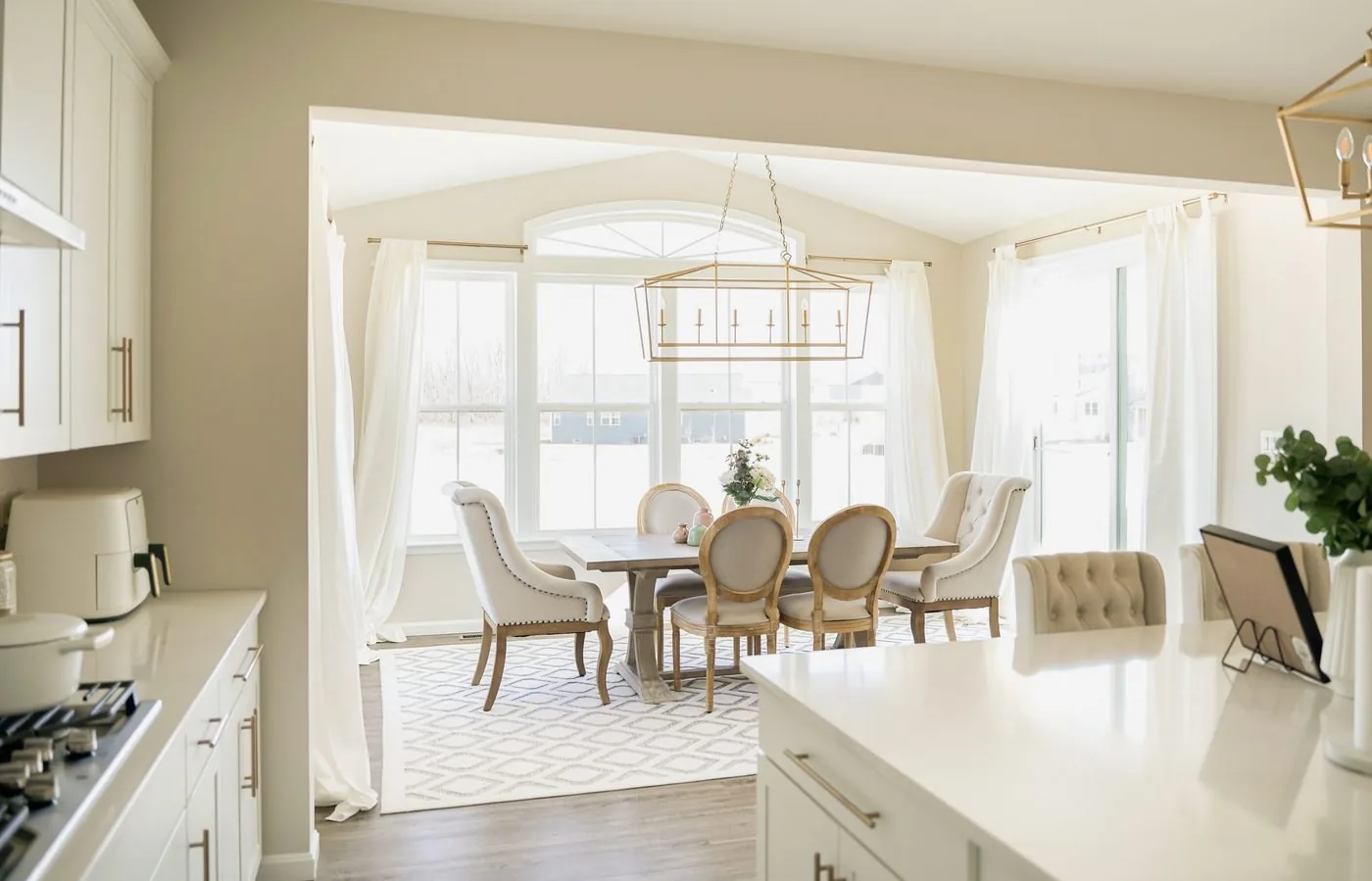 Bright, elegant dining room with natural light